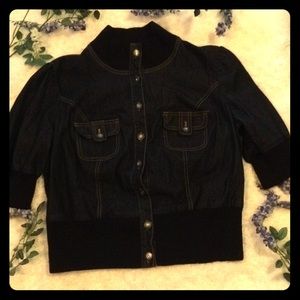 Bisou Bisou Denim Jacket Fitted Waist XL